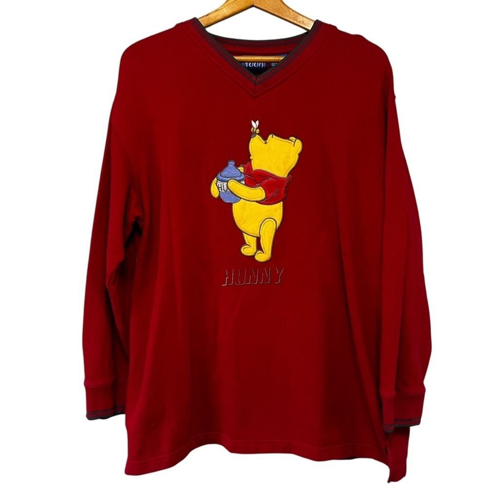 VTG Pooh Embroidered Hunny Pooh Bear Oversized Crewneck Sweatshirt Sz M